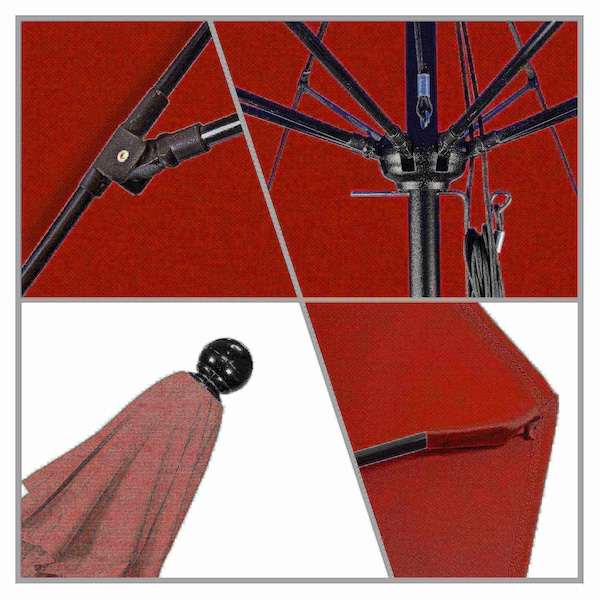 7.5' Black Aluminum Market Patio Umbrella, Olefin Red